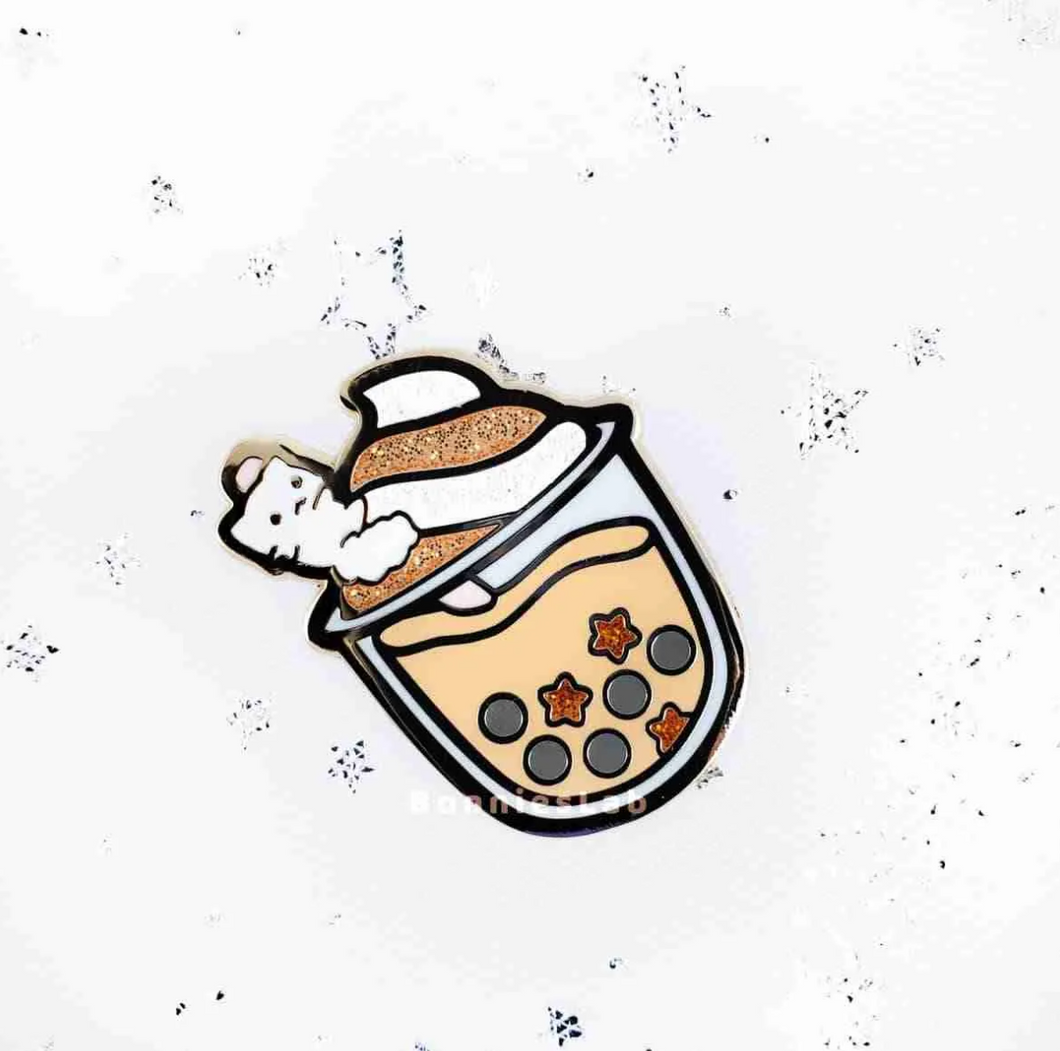 Boba, Thai or Taro Milk Tea Enamel Pin