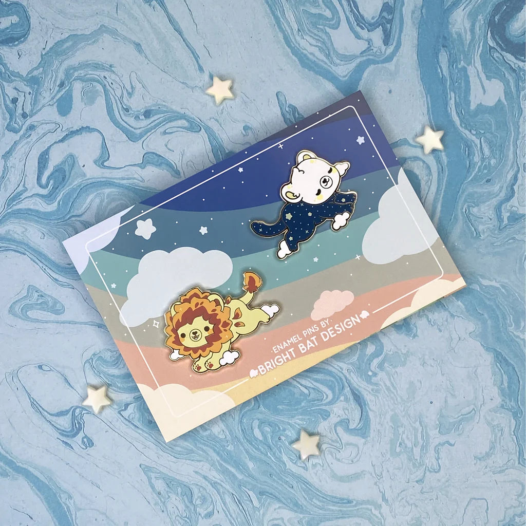 Sun & Moon Lions Enamel Pin Set