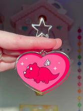 Load image into Gallery viewer, holographic or matte acrylic dinosaur keychains
